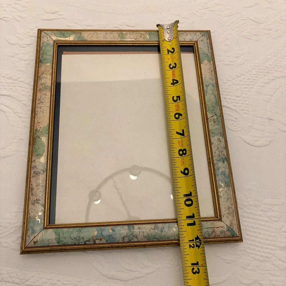The Fetzer Gallery 8x10 Picture Frame Gold Green Blue Marbled Tabletop Decor